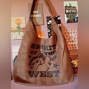 Hand-Illustrated and Burned “Spirit of the West” Hobo Bag — Original Artwork